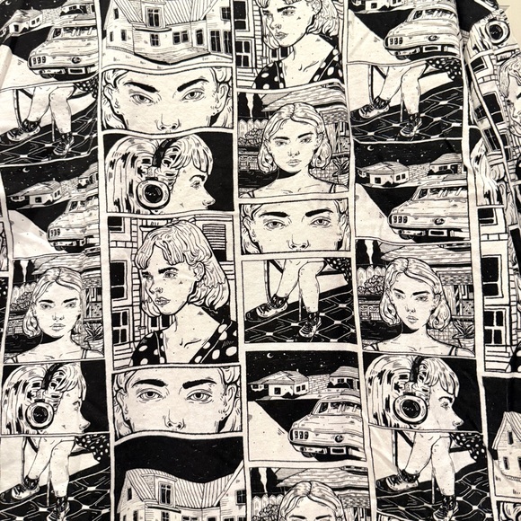 Zara x Ana Mushell Graphic Capsule Comic Print Shirt, Size S, Black & White - Picture 9 of 15